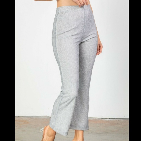 I.C. by Connie K Pants - I.C. by Connie K Knit Gray Pull On High Rise Cropped Stretch Pant Large